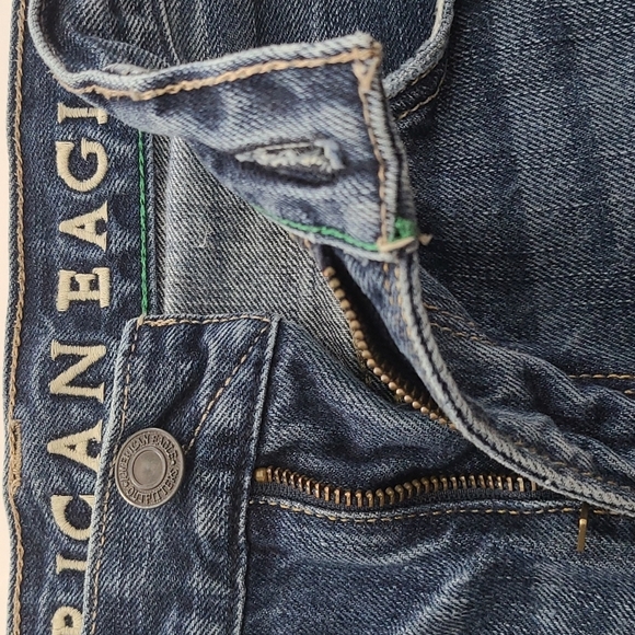 American Eagle Men's Slim Jeans Dark Blue Denim Fade 100% Cotton Size  30 X 34 - Picture 5 of 14